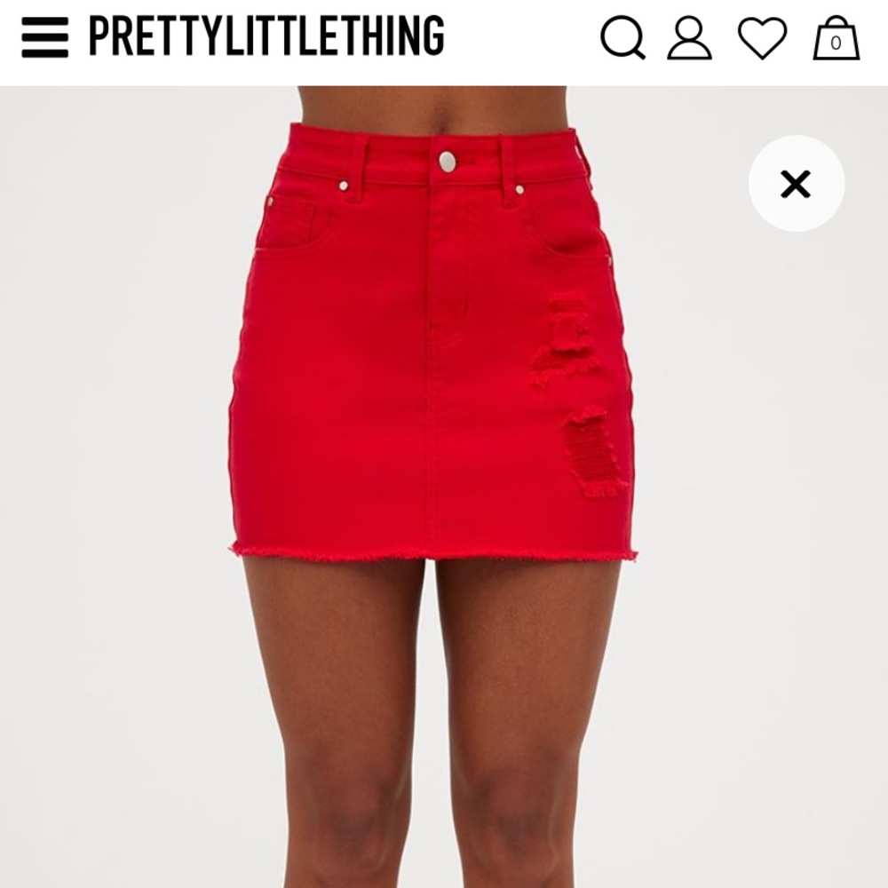 red jean skirt